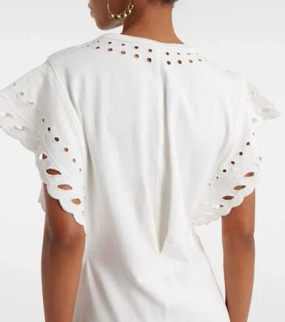 Isabel Marant Étoile Orlane Eyelet Ruffle-sleeve Mini T-shirt Dress In White