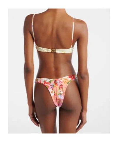 Roberto Cavalli Floral Print Detail Bikini Top In Pink