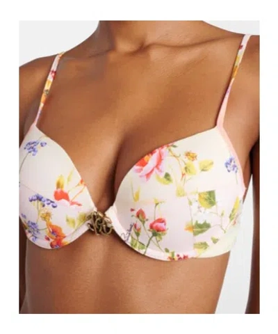 Roberto Cavalli Floral Print Detail Bikini Top In Pink