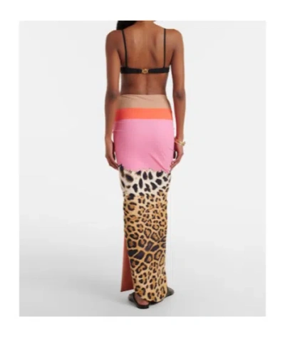 Roberto Cavalli Leopard-print Asymmetric Maxi Skirt In Multi