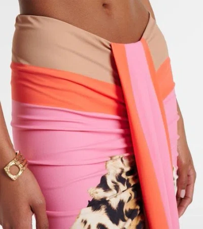 Roberto Cavalli Leopard-print Asymmetric Maxi Skirt In Multi
