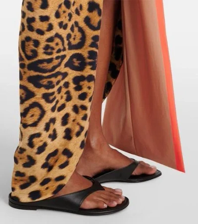 Roberto Cavalli Leopard-print Asymmetric Maxi Skirt In Multi