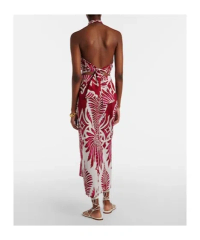 Poupette St Barth Uma Floral Gathered Cotton Midi Skirt In Brown