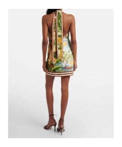 Alemais Toucan Tango Halterneck Printed Organic Cotton Mini Dress In Green