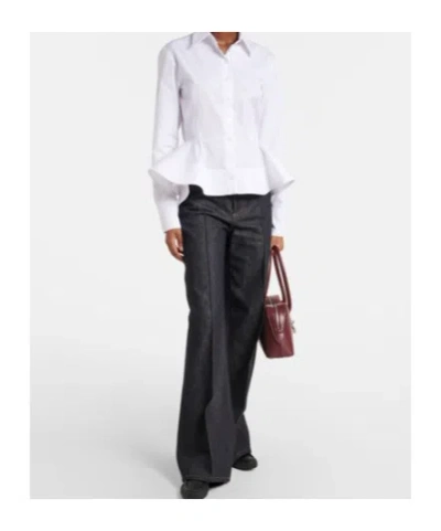 Stella Mccartney Womens Pure White Peplum-waist Tailored Cotton Shirt