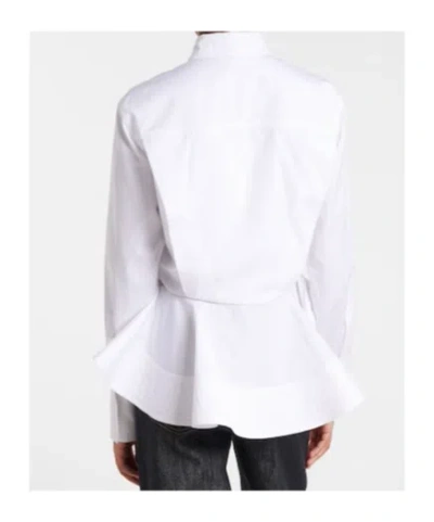 Stella Mccartney Womens Pure White Peplum-waist Tailored Cotton Shirt