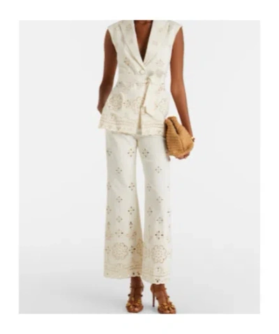 Veronica Beard Townes Eyelet Cotton Twill Vest In White
