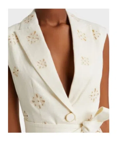 Veronica Beard Townes Eyelet Cotton Twill Vest In White
