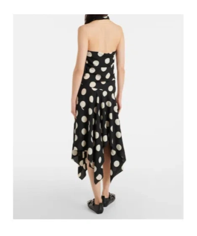 Junya Watanabe Polka Dot Halter Midi Dress Asymmetric Lace In Black