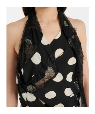 Junya Watanabe Polka Dot Halter Midi Dress Asymmetric Lace In Black