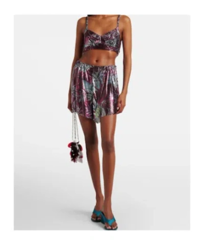 Rabanne Cropped Printed Chainmail Top In Multi
