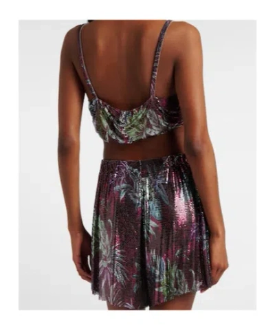 Rabanne Cropped Printed Chainmail Top In Multi