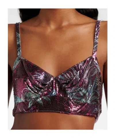 Rabanne Cropped Printed Chainmail Top In Multi