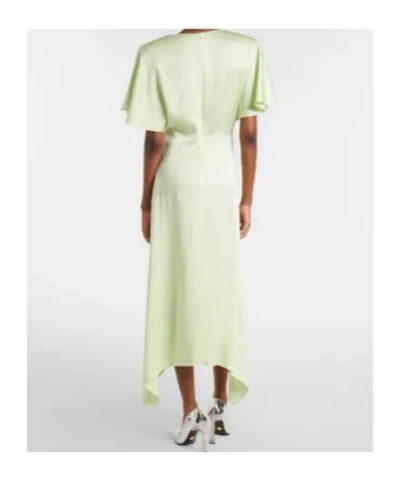 Stella Mccartney Envers Satin V Neck Dress In Green
