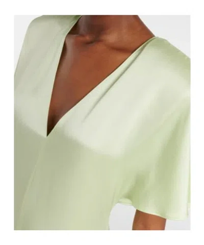 Stella Mccartney Envers Satin V Neck Dress In Green