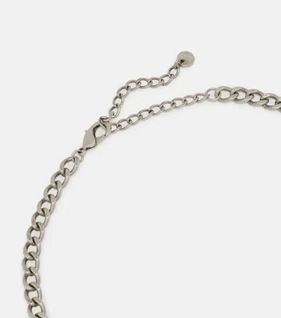 Self-portrait Silver Crystal Cluster Necklace In Metallic