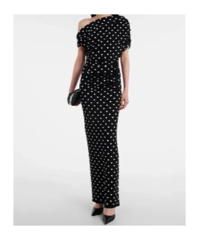Self-portrait Polka-dot Asymmetric Maxi Dress In Animal Print