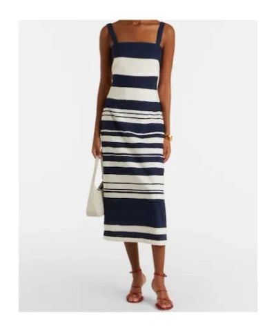 Veronica Beard Ella Striped Linen-blend Midi Dress In Black