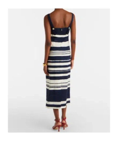 Veronica Beard Ella Striped Linen-blend Midi Dress In Black