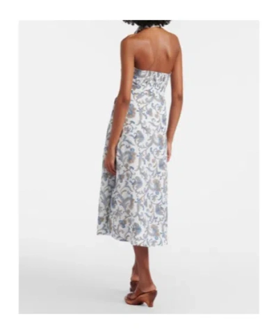 Veronica Beard Mackey Paisley Ramie Midi Dress In Blue