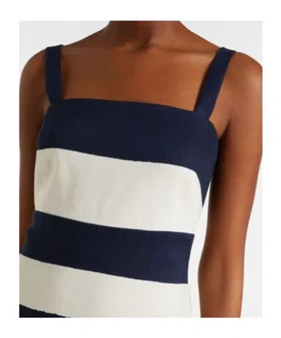 Veronica Beard Ella Striped Linen-blend Midi Dress In Black