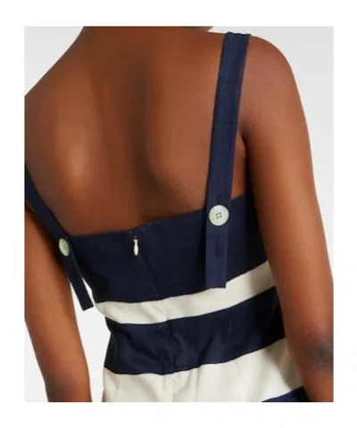 Veronica Beard Ella Striped Linen-blend Midi Dress In Black
