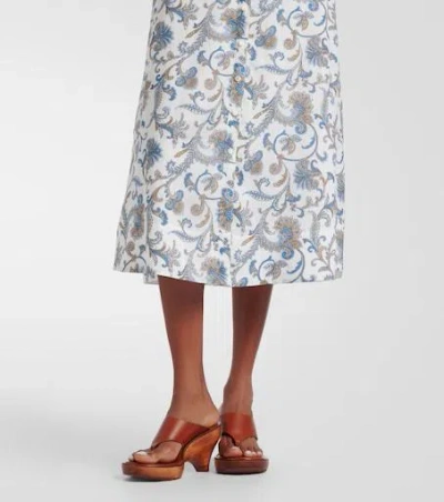 Veronica Beard Mackey Paisley Ramie Midi Dress In Blue