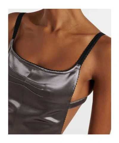 Attico Open-back Satin Midi Dress In Black