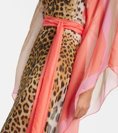 Roberto Cavalli Printed Belted Silk Kaftan In Multi