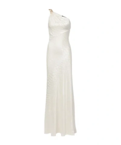 Roberto Cavalli White One-shoulder Dress With Scale Print