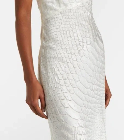 Roberto Cavalli White One-shoulder Dress With Scale Print