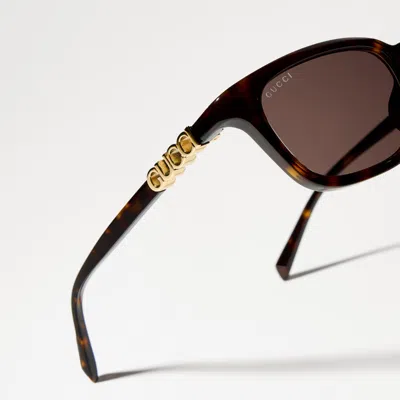 Gucci Rectangular-frame Sunglasses In Brown