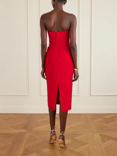 Carolina Herrera Draped Strapless Dress In Red