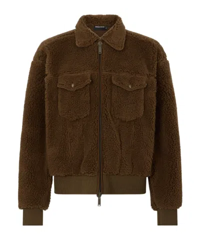 Dsquared2 Teddy Oversized Jean Jacket In Brown