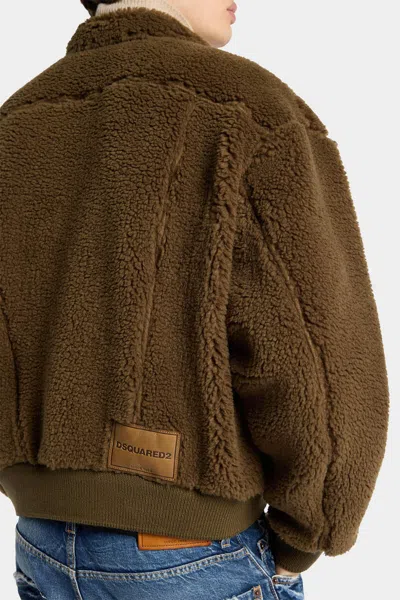 Dsquared2 Teddy Oversized Jean Jacket In Brown
