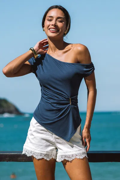 Cupshe Worth Noting Blue Top In Blue