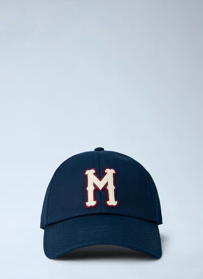 Moncler Monogram Patch Adjustable Baseball Cap In Blue