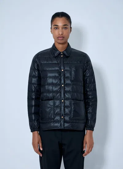 Moncler Fouine Quilted Puffer Jacket Long Sleeves In Blue