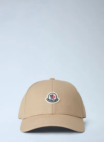 Moncler Logo Patch Cotton Gabardine Baseball Cap In Neutral