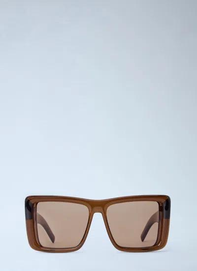 Saint Laurent Howl Rectangular Sunglasses Nylon Lenses Temples In Brown