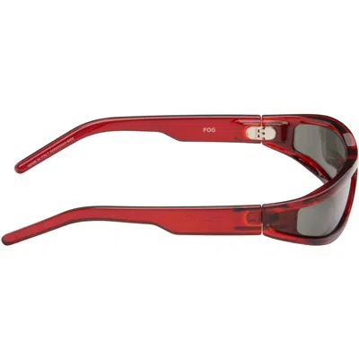 Rick Owens Fog Rectangular Frame Sunglasses In Red