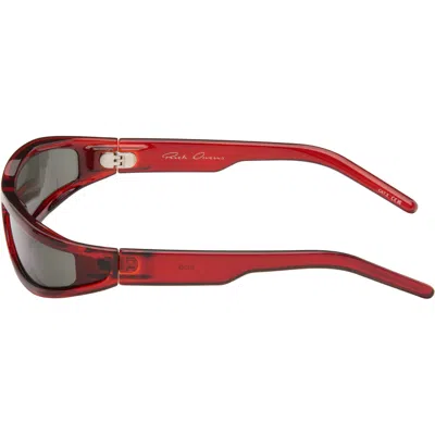 Rick Owens Fog Rectangular Frame Sunglasses In Red