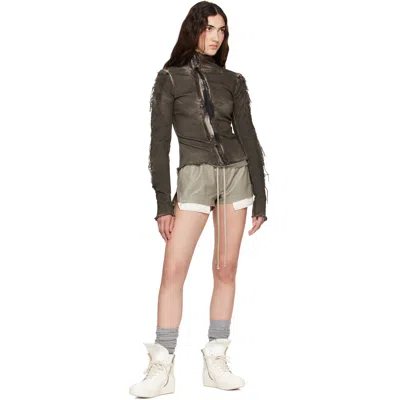 Rick Owens Gary Distressed Denim Jacket In Gray