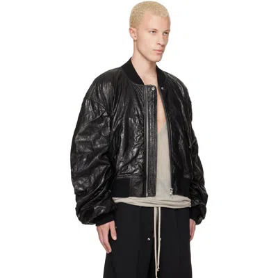Rick Owens Black Tower Secchia Flight Leather Bomber Jacket In Black