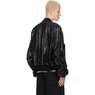 Rick Owens Black Tower Secchia Flight Leather Bomber Jacket In Black