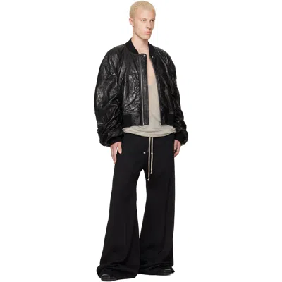 Rick Owens Black Tower Secchia Flight Leather Bomber Jacket In Black