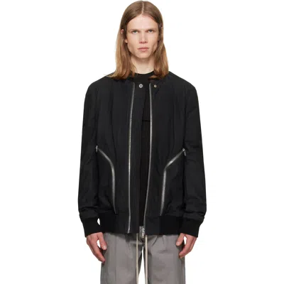 Rick Owens Black Solid Bomber Jackets In Black