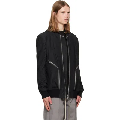 Rick Owens Black Solid Bomber Jackets In Black