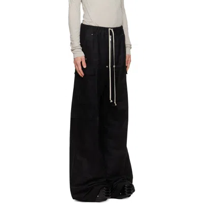 Rick Owens Black Concordians Tailored Cargobelas Cargo Pants In Black
