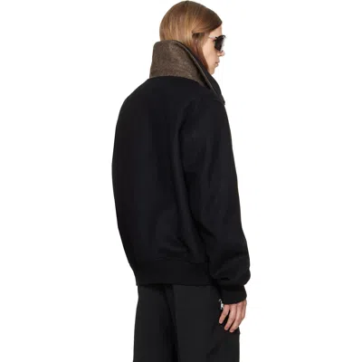 Rick Owens Black Rain Bomber Jacket With High Neck And Functional Pockets In Black